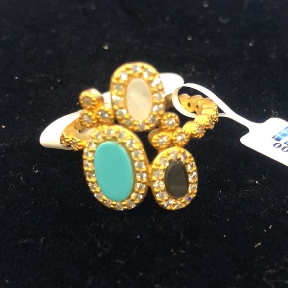 Freida Rothman Turquoise,Labradorite & Mother-of-Pearl Cubic Zirconia Ring-sz 8 - Picture 2 of 7